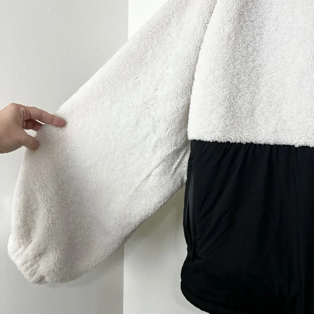 Frame Sherpa & Tech Taffeta Anorak Coat Jacket Black & White Women’s XL NWT